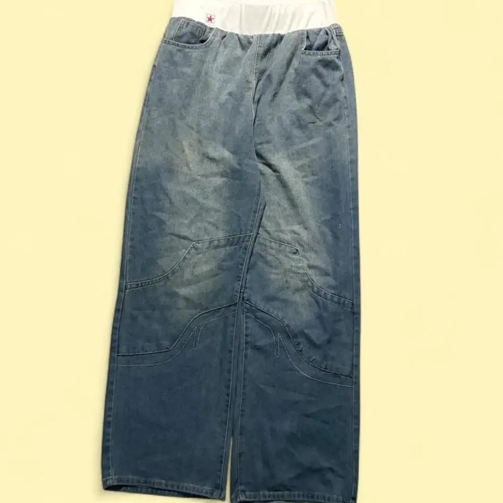Y2k baggy white double waisted